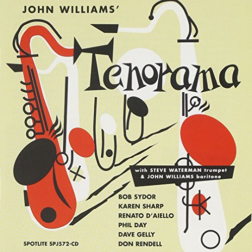 CD cover: abstract saxophone illustration with red and black shapes, “Tenorama” text.