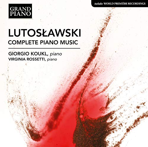 CD cover for Lutosławski’s complete piano music, featuring abstract red brushstrokes.