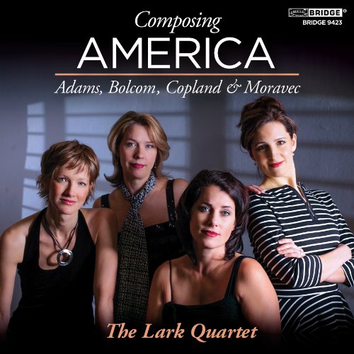 CD cover featuring four women, titled "Composing America" by The Lark Quartet.