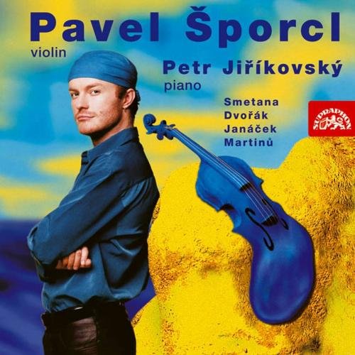 "CD cover featuring a man with a violin, blue and yellow background."