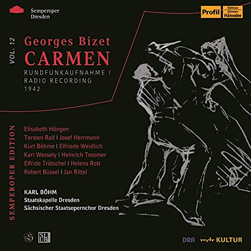 CD cover for Georges Bizet’s “Carmen” featuring a red silhouette.