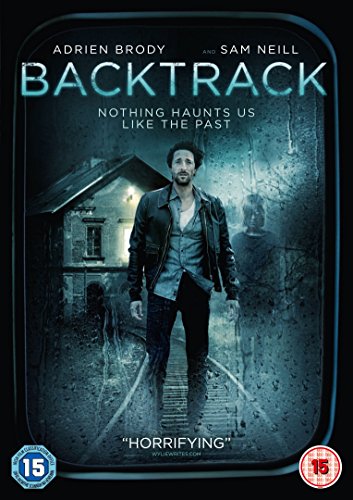 "Backtrack" DVD cover featuring a man in a dark jacket walking on train tracks.