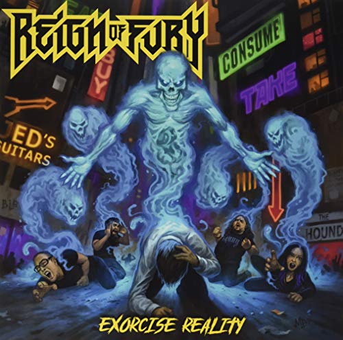 Album cover for Reign Of Fury’s “Exorcise Reality” featuring ghostly figures.