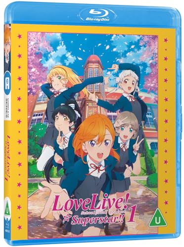 Blu-ray cover featuring five anime schoolgirls in front of a building.