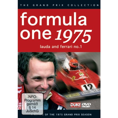 DVD cover for "Formula One 1975" featuring Niki Lauda and a red Ferrari.