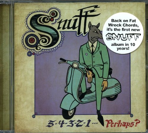 CD cover: dog-headed man in suit riding a teal scooter.