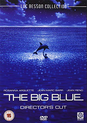 DVD cover for “The Big Blue” featuring a dolphin leaping from blue water.