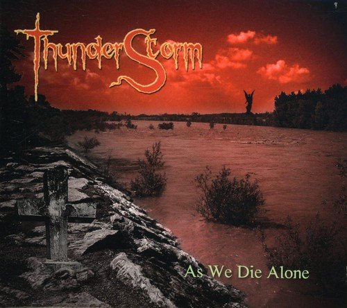 CD cover: stormy landscape with a figure and band name "Thunderstorm".
