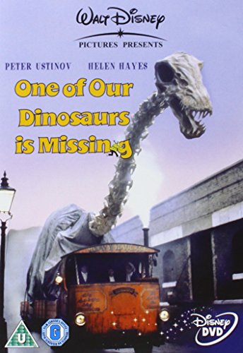 DVD cover for "One Of Our Dinosaurs Is Missing" featuring a dinosaur skeleton.