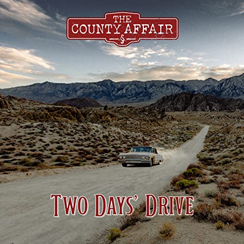 CD cover featuring a vintage car on a desert road with mountains behind.