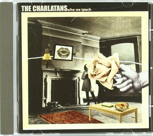 "Album cover art with a surreal, collage-style image of a room and hands holding a rose."