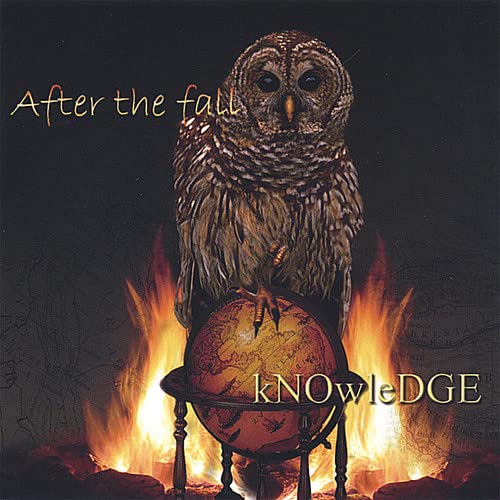 CD cover: owl perched on a glowing globe amidst flames.