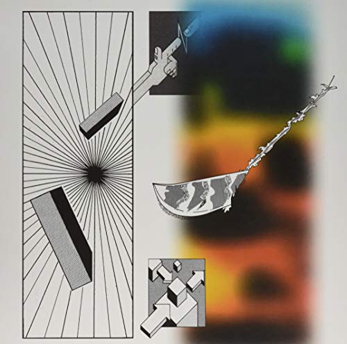 Abstract geometric shapes and blurred colors on a vinyl record cover.