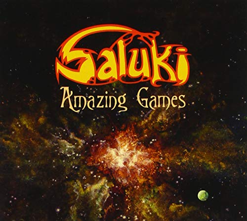 CD cover for “Saluki - Amazing Games” with a nebula background.