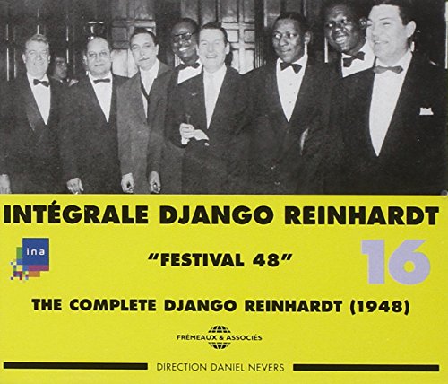 Black and white photo of Django Reinhardt and his ensemble, 1948.