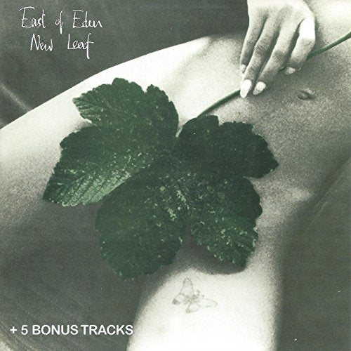 Black and white CD cover with a leaf on a person’s torso.