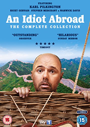 DVD cover featuring Karl Pilkington emerging from a wicker basket with the Great Wall behind.