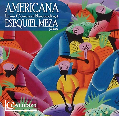 CD cover for Esequiel Meza’s “Americana” with abstract colorful artwork.