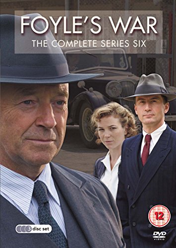 "Foyle's War DVD cover featuring three actors in 1940s attire."