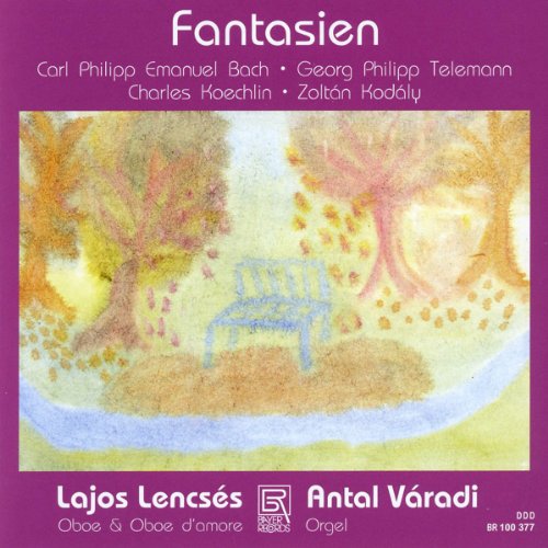 CD cover: watercolor painting of trees, a bench, and musical composers’ names.