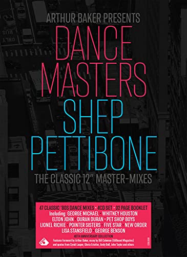 CD cover for “Dance Masters” compilation with pink text on a city background.