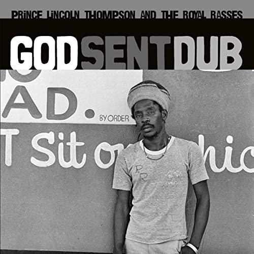 Album cover: Prince Lincoln Thompson, black and white portrait, “God Sent Dub.”