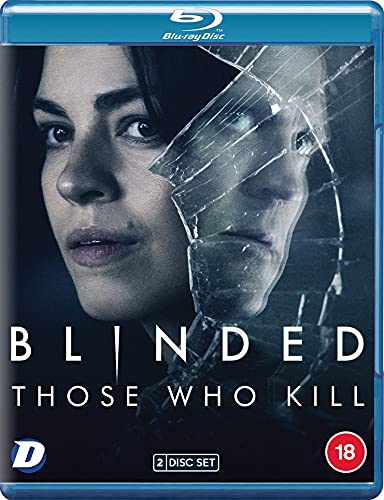 Blu-ray cover for "Blinded: Those Who Kill" featuring a woman’s face and cracked glass.