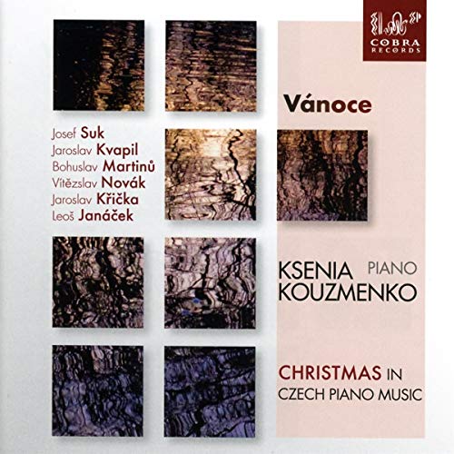 CD cover with marble pattern and text "Ksenia Kouzmenko, Christmas in Czech Piano Music".