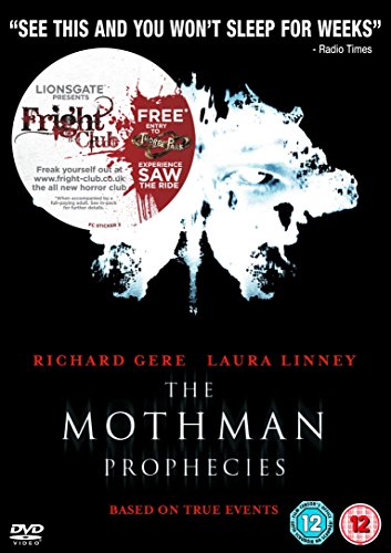 DVD cover for "The Mothman Prophecies" featuring a shadowy figure.