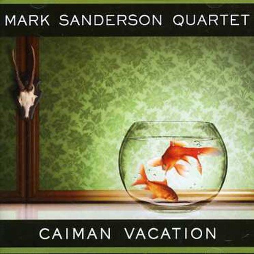 "CD album cover featuring a fishbowl with two goldfish and a deer skull on a wall."