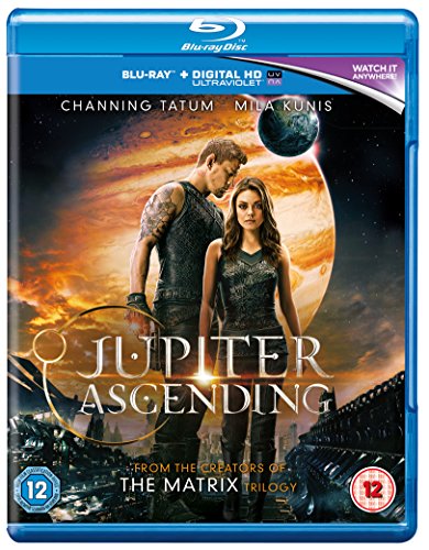 Jupiter Ascending" Blu-ray cover featuring Channing Tatum and Mila Kunis.