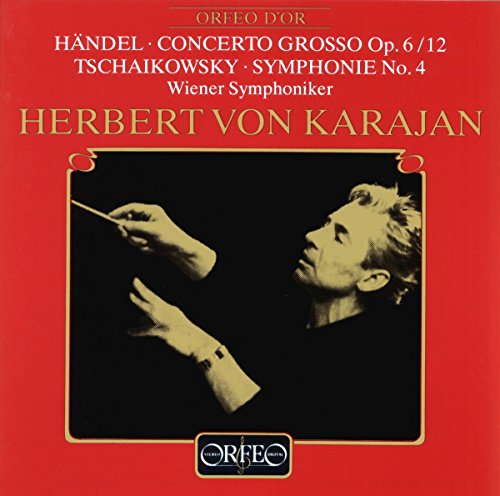 CD cover: Karajan conducting, red background, Handel concerto grosso title.