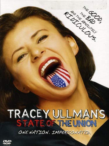 DVD cover for "State of the Union" featuring Tracey Ullman with an American flag in her mouth.