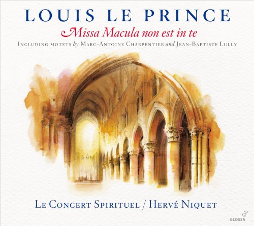 CD cover with watercolor painting of arched church interior, artist and title in blue and red.