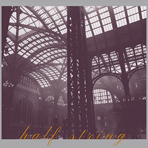 CD cover: Interior of a grand, arched train station in purple tones.