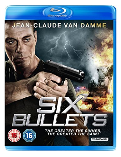 Blu-ray cover for "Six Bullets" featuring Jean-Claude Van Damme with a gun.