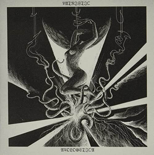 Black and white CD cover with abstract figure and swirling lines.
