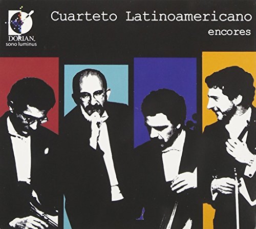 CD cover featuring four musicians in colored squares, playing string instruments.