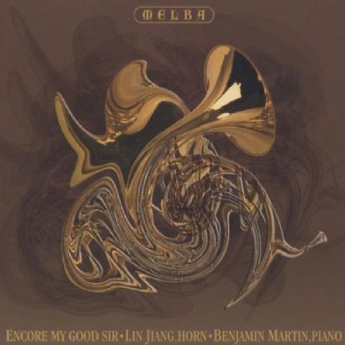 A brown album cover featuring a gold, swirling horn design with text.