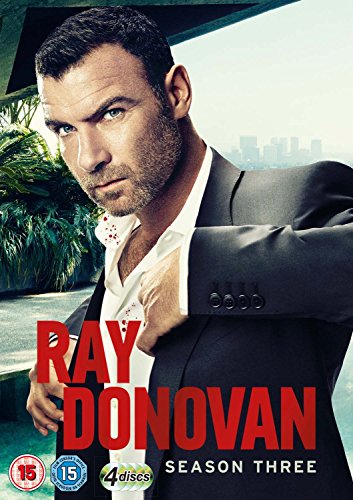 DVD cover for "Ray Donovan Season 3" featuring a man in a bloody suit.