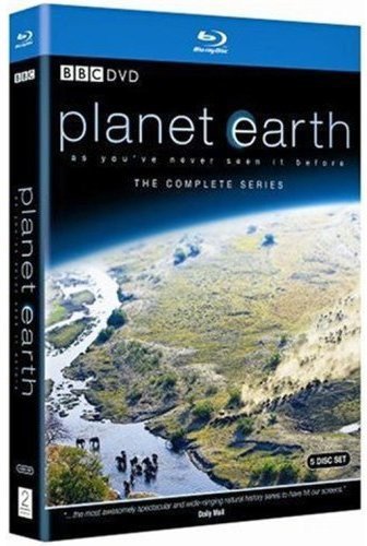 "Blu-ray case cover with 'Planet Earth' title and aerial landscape image."