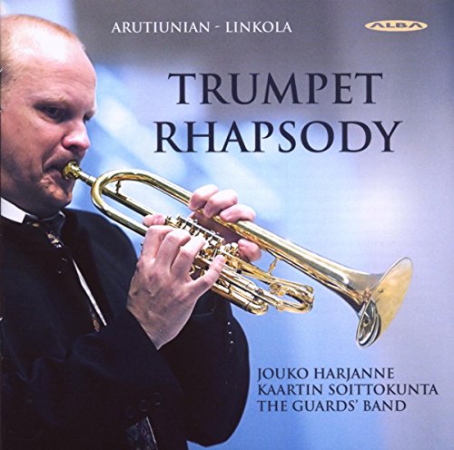 Man playing a golden trumpet on the album cover "Trumpet Rhapsody".