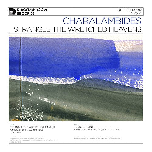 Vinyl album cover with abstract blue and green watercolor artwork and track listing.