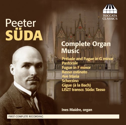 CD cover with a man's portrait, church, and text "Peeter Suda Complete Organ Music".