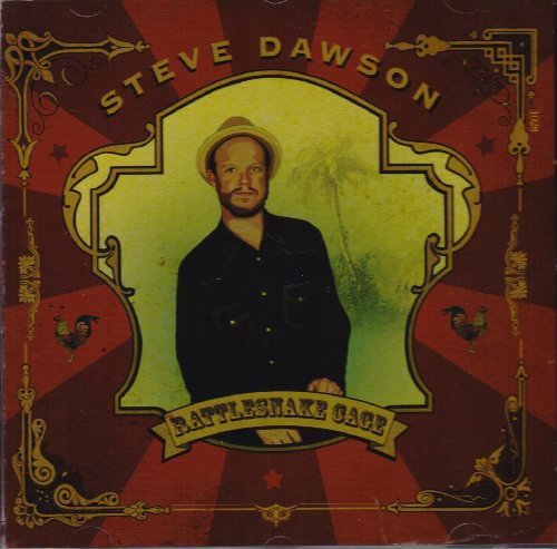 "Album cover with man in hat, red and green background, ornate gold frame."
