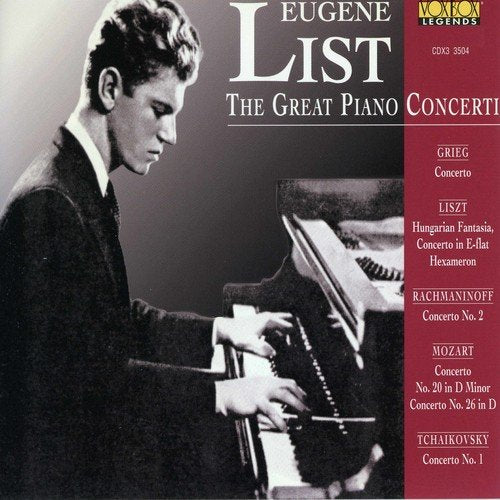 CD cover featuring a pianist at a grand piano, text “Eugene List.”