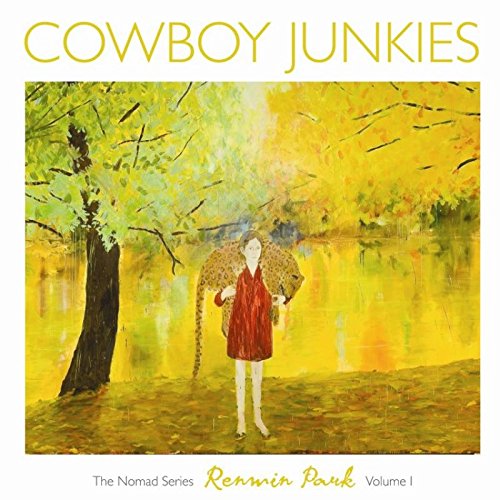 "Album cover featuring a painting of a woman in red dress holding an umbrella."