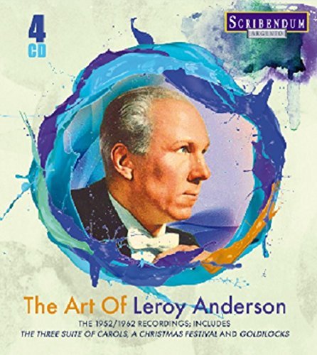 CD cover with Leroy Anderson's portrait surrounded by blue and purple splashes.
