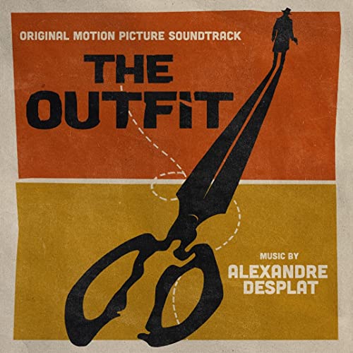 CD cover for "The Outfit" soundtrack featuring scissors and a silhouetted figure.