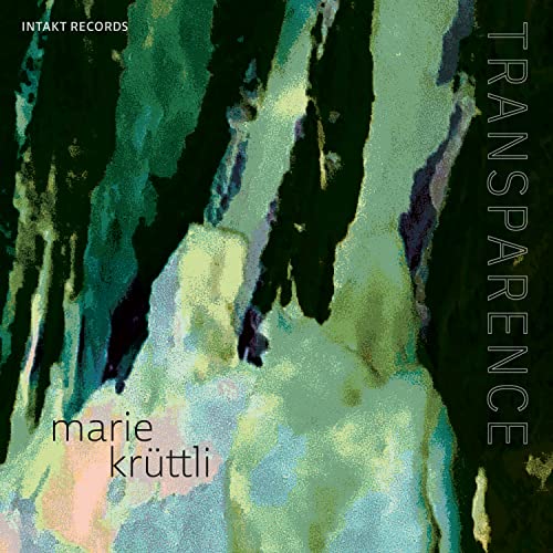 CD cover for Kruttli Marie’s “Transparence” with abstract green and yellow paint.